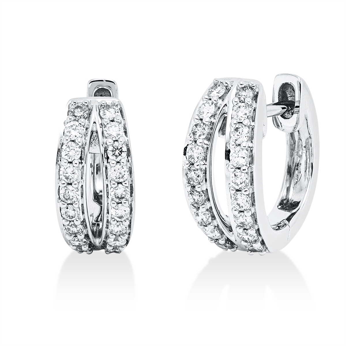 diamond full cut  modern woman hoops & huggies in white gold