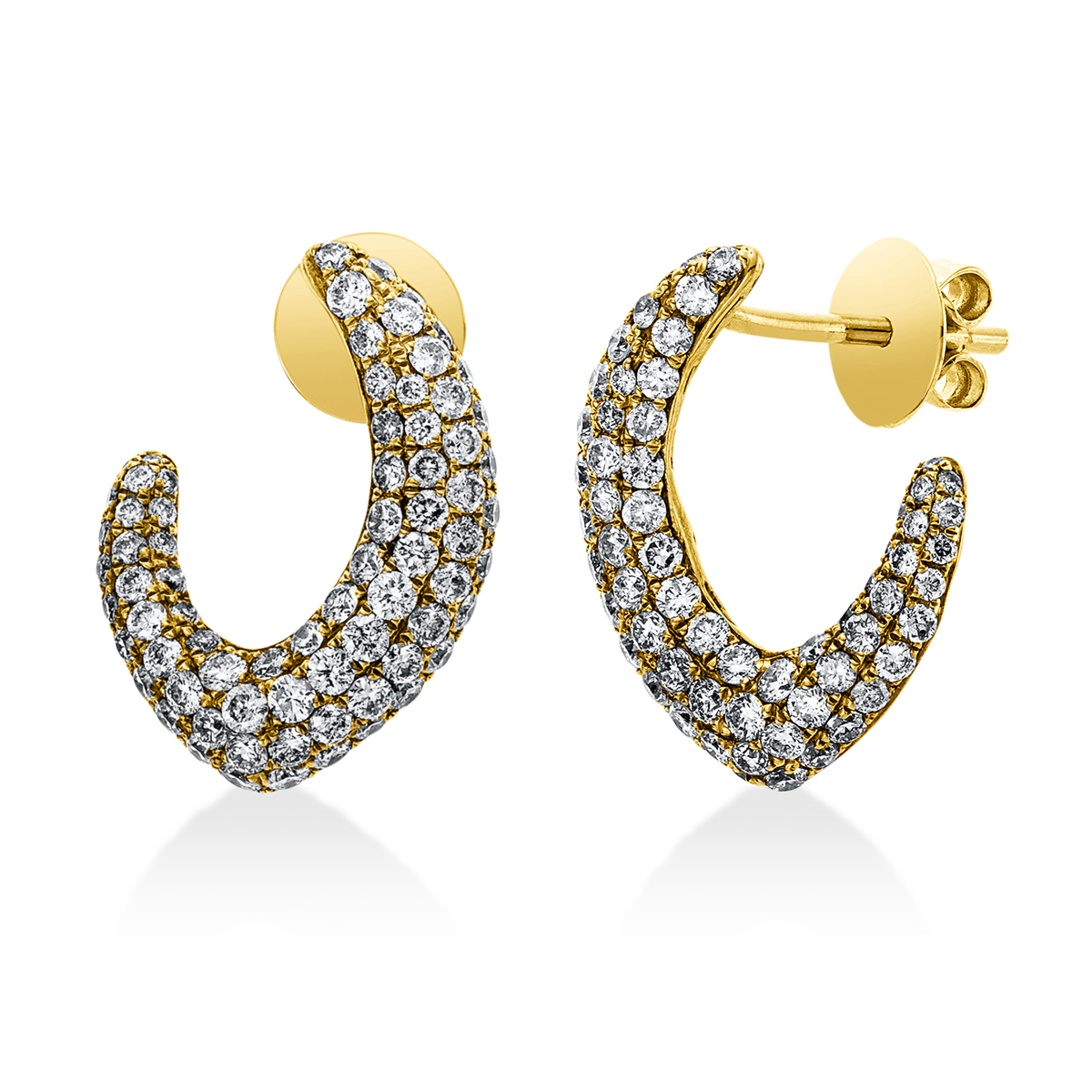 diamond full cut  modern woman studs in yellow gold