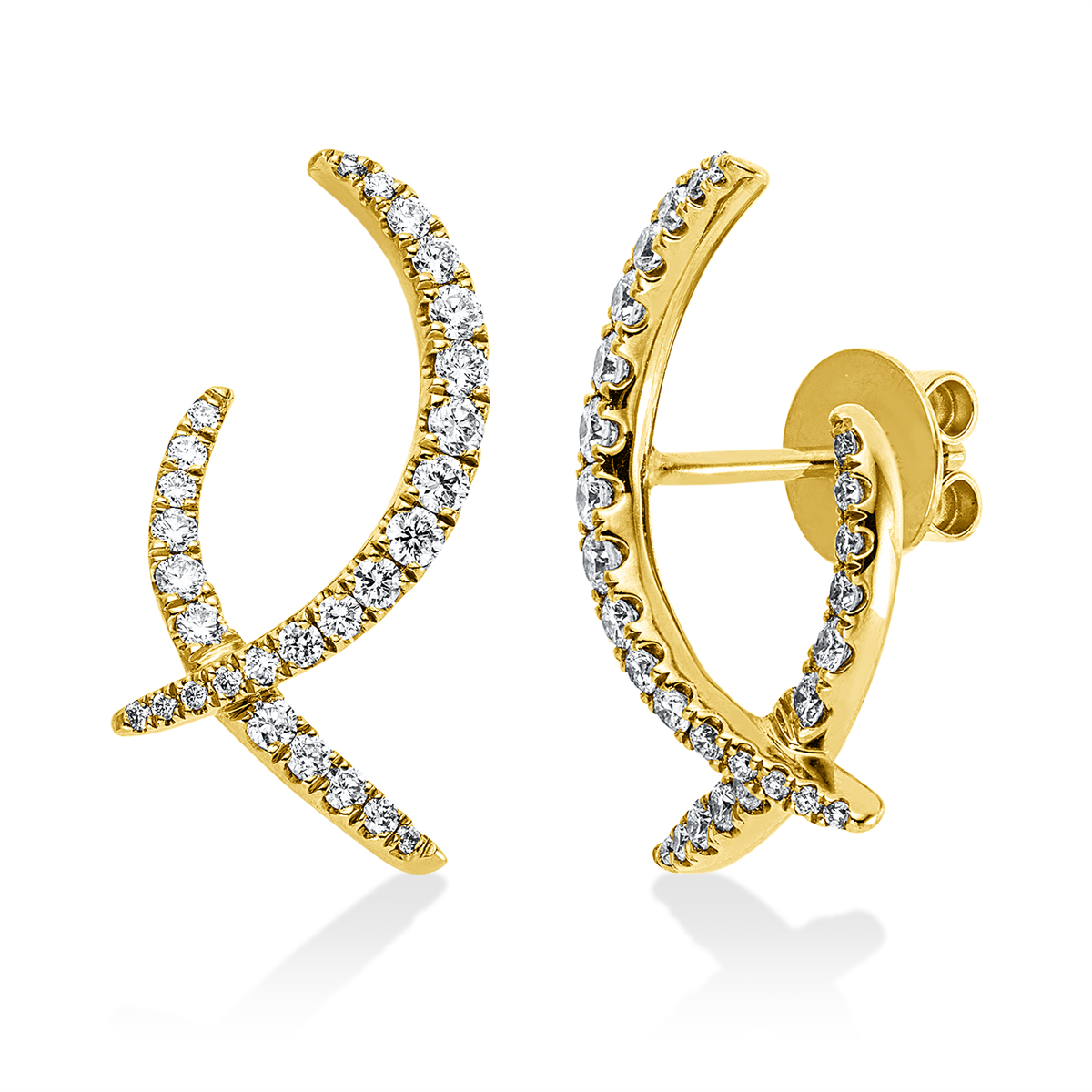 diamond full cut  modern woman studs in yellow gold