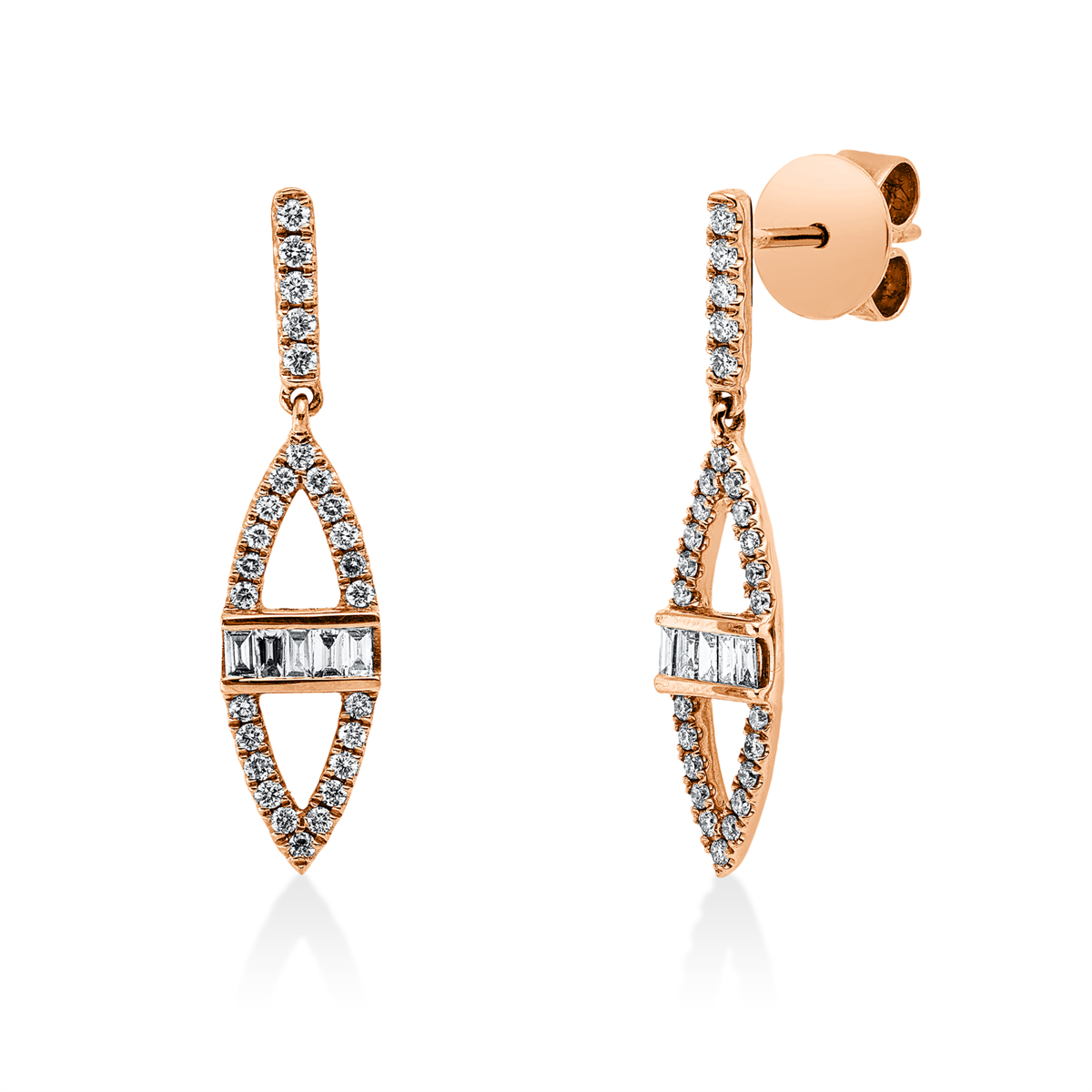 diamond full cut  modern woman earrings in red gold