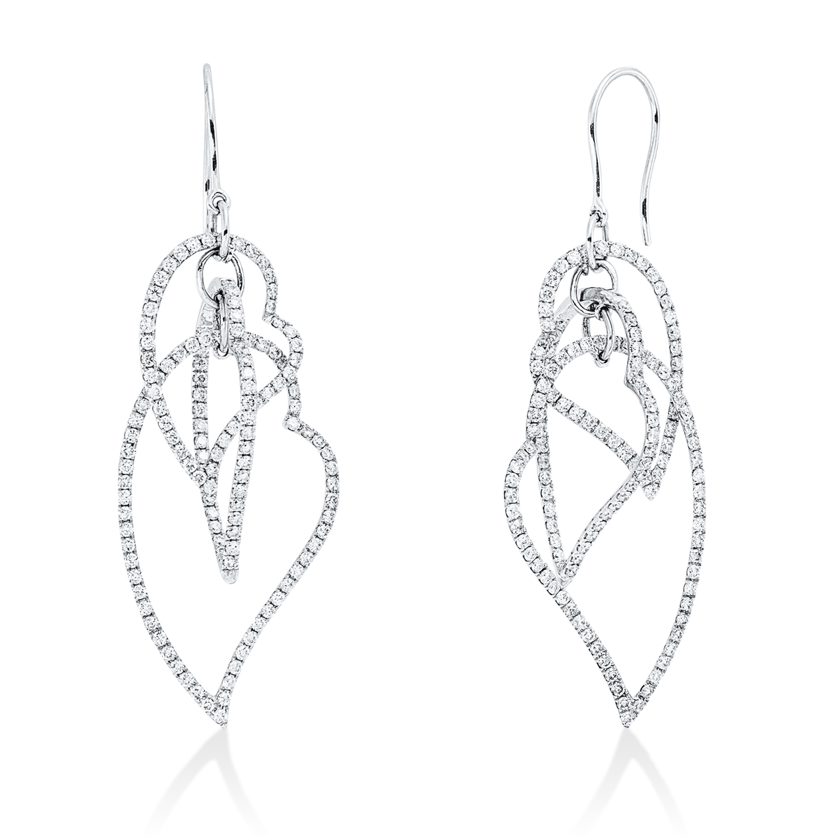 diamond full cut  modern woman earrings in white gold