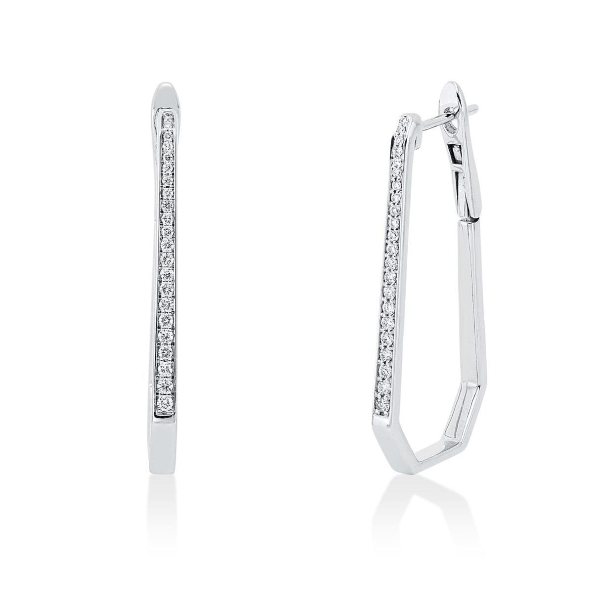 diamond full cut  modern woman hoops & huggies in white gold