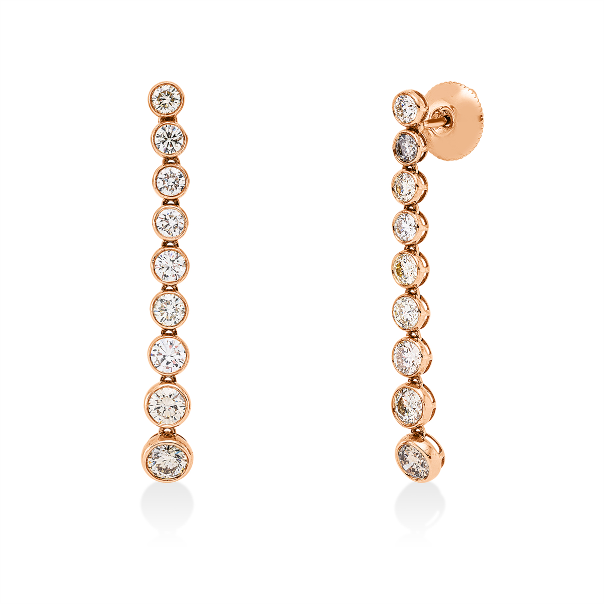 diamond full cut  fancy colored diamond earrings in red gold / white gold