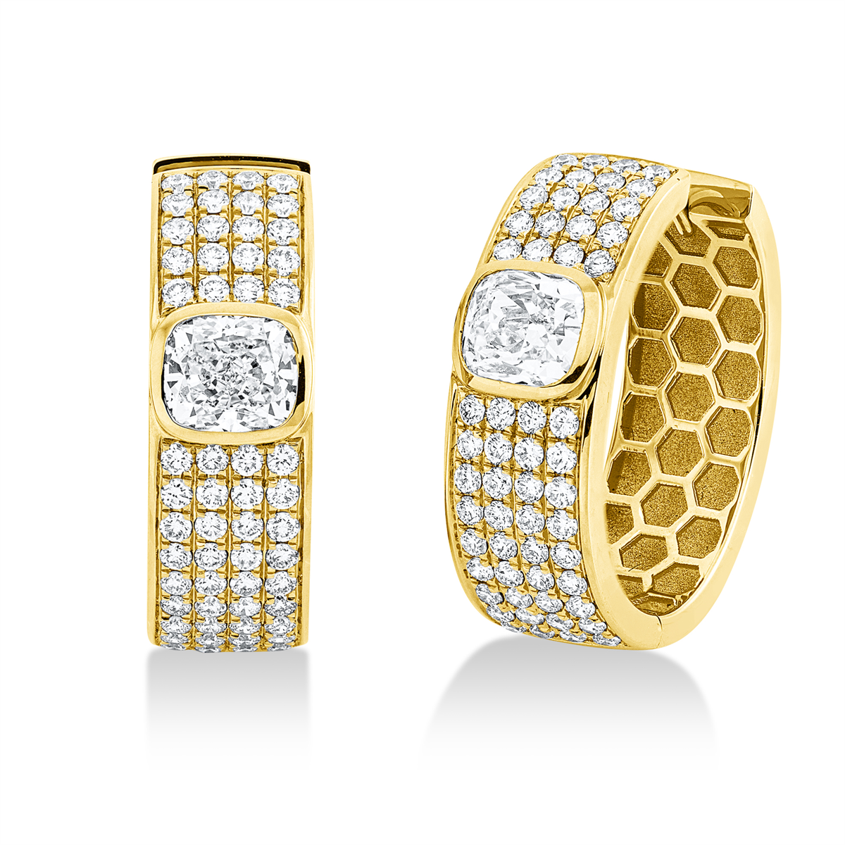 diamond full cut  exclusive hoops & huggies in yellow gold
