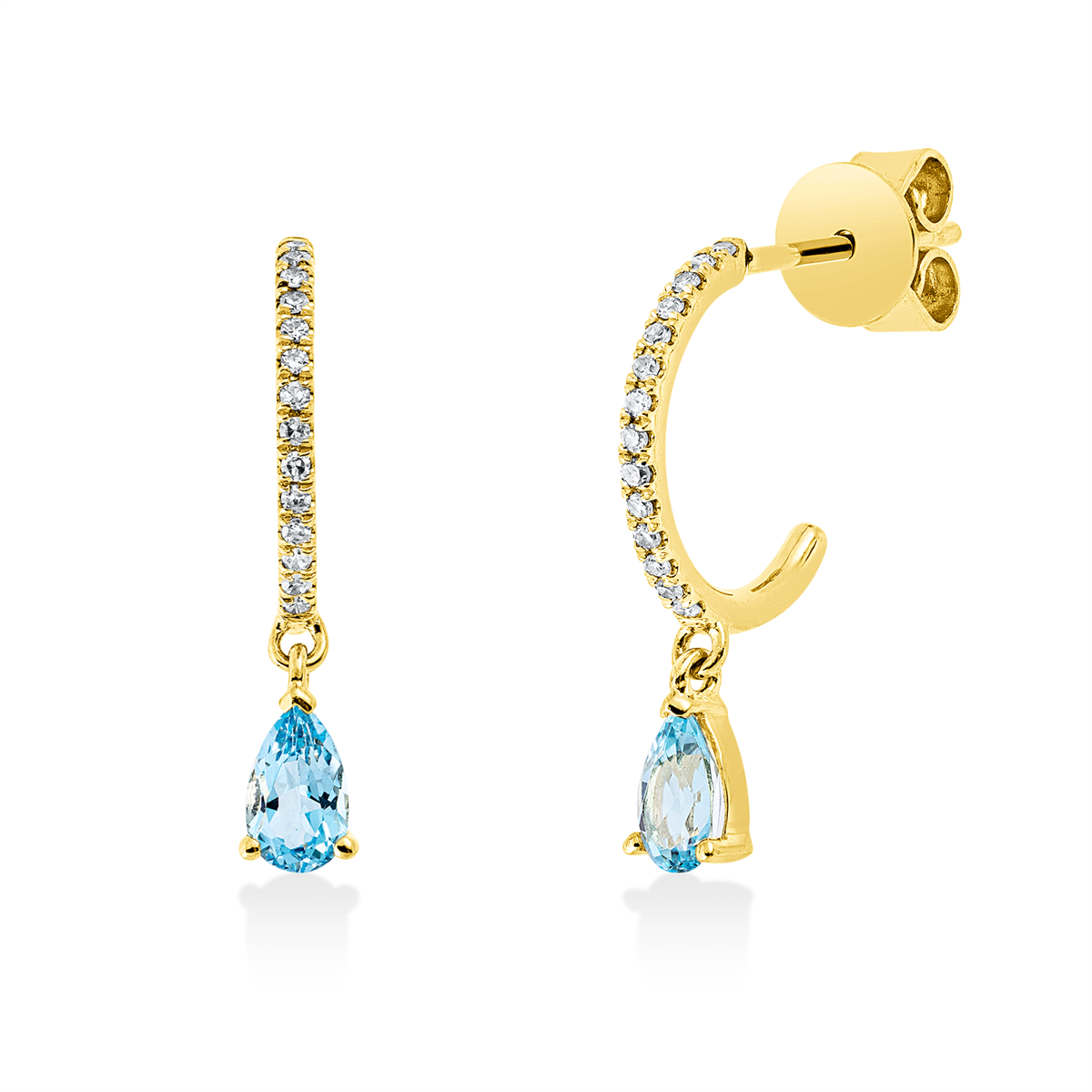 diamond single cut topaz colored stone fashion earrings in yellow gold