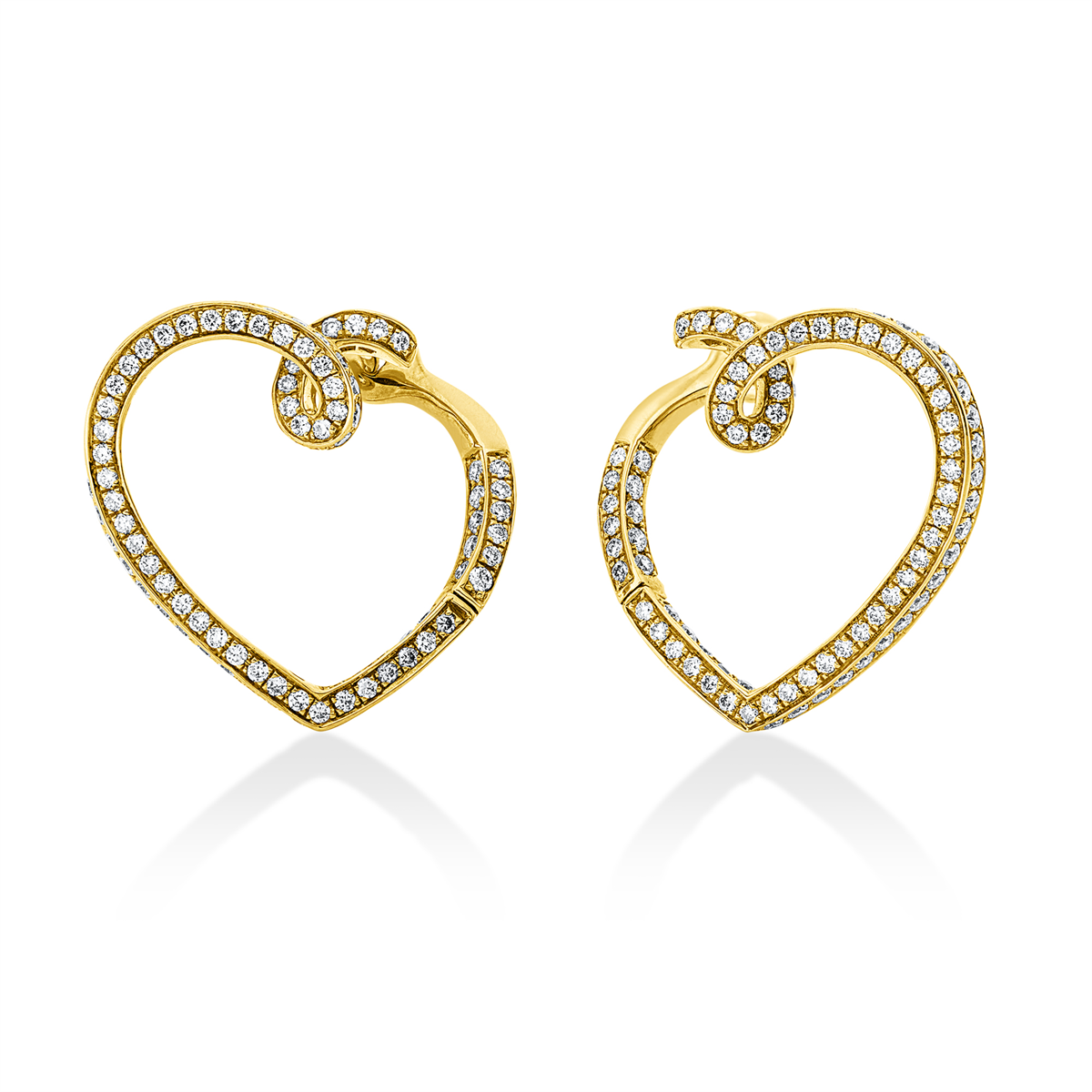 diamond full cut  modern woman hoops & huggies in yellow gold