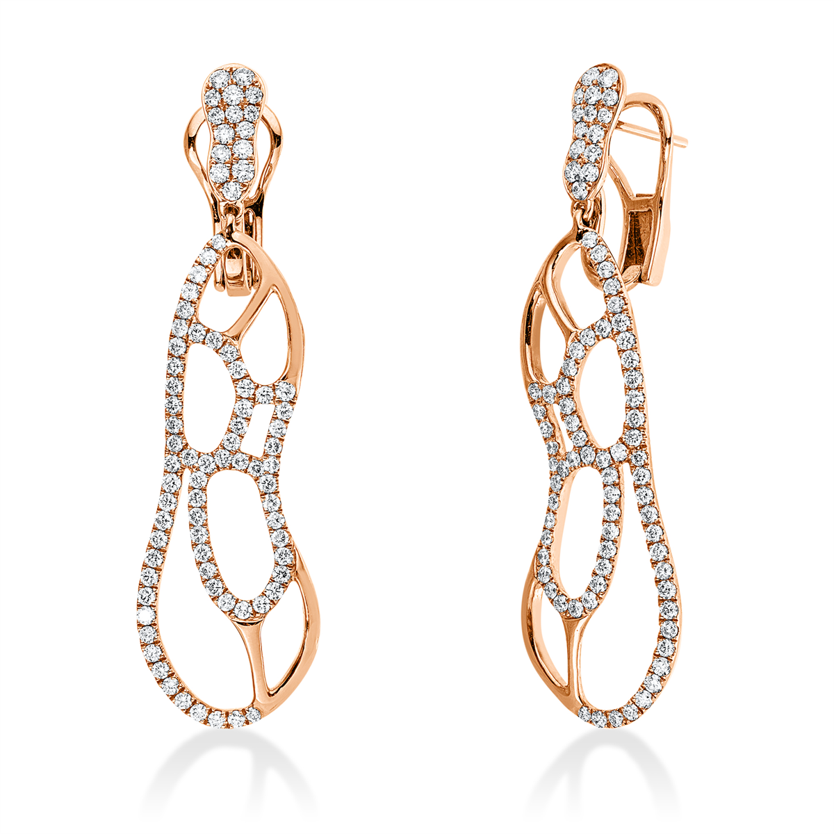 diamond full cut  exclusive earrings in red gold