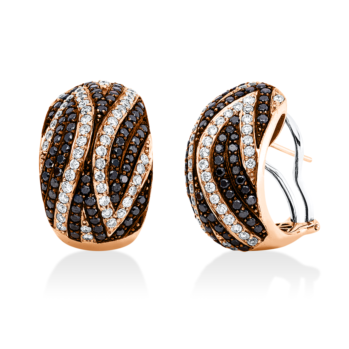 diamond full cut  fancy colored diamond hoops & huggies in red gold / white gold