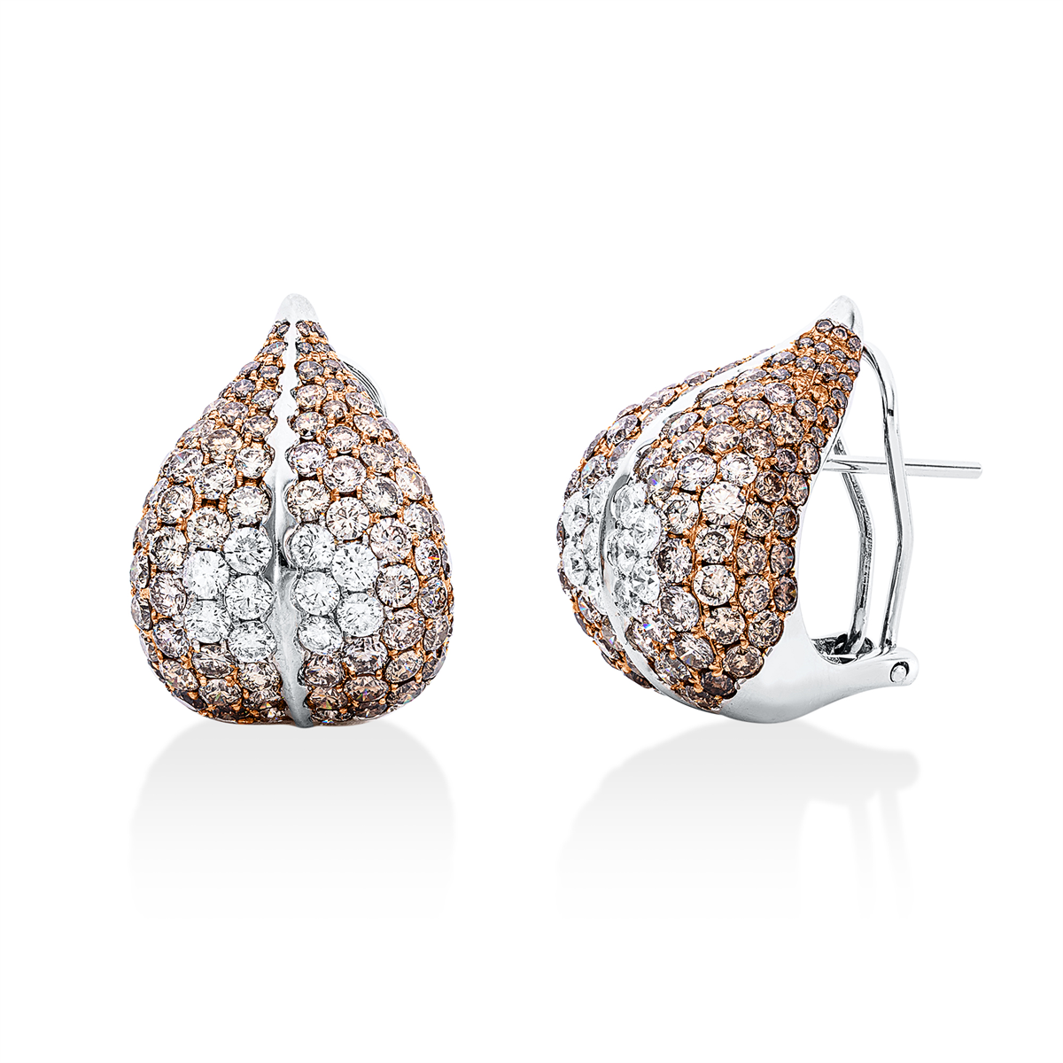 diamond full cut  fancy colored diamond hoops & huggies in white gold