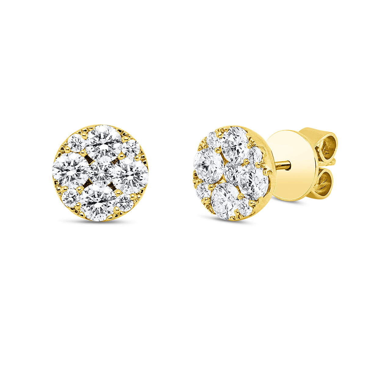diamond full cut  illusion classic studs in yellow gold