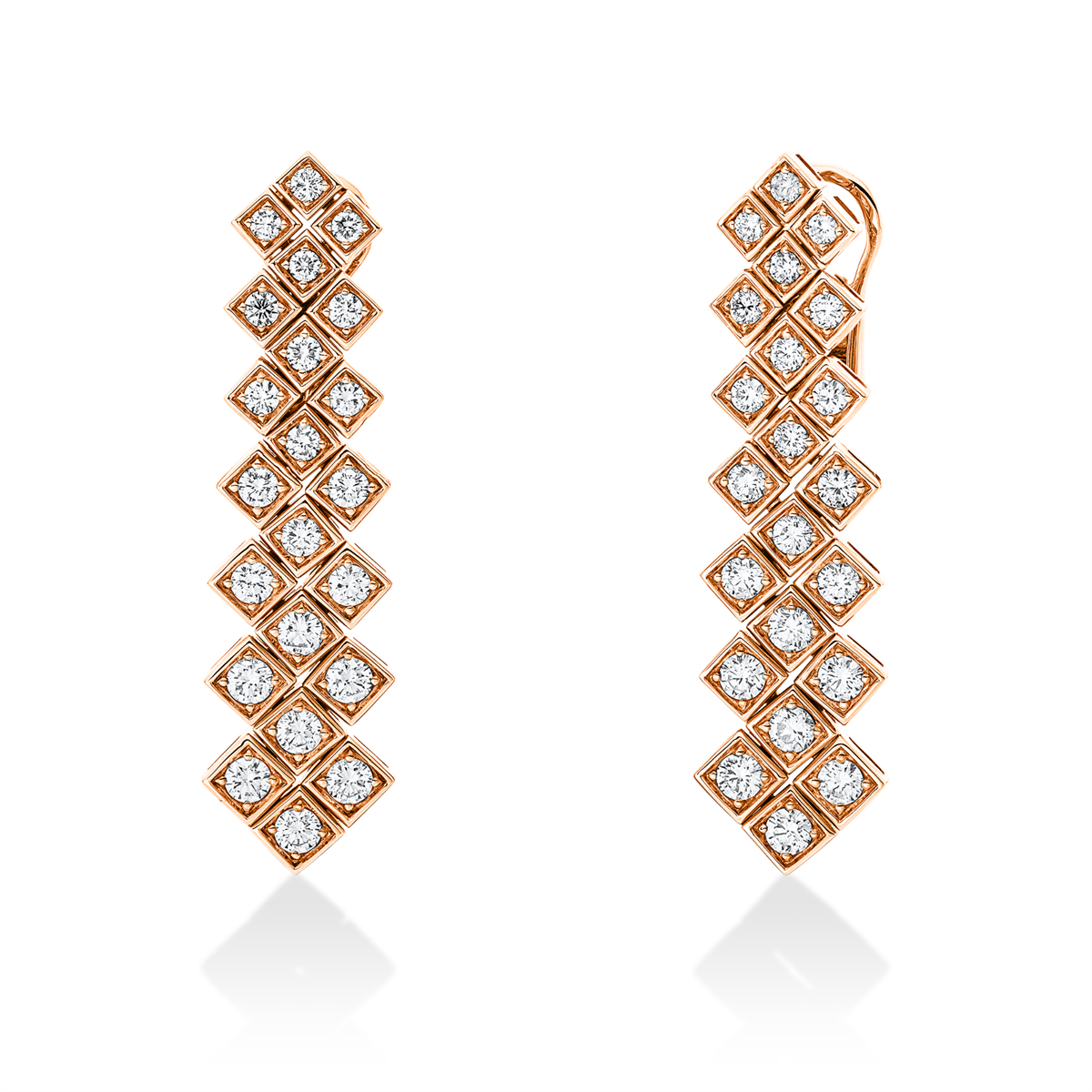 diamond full cut  exclusive hoops & huggies in red gold