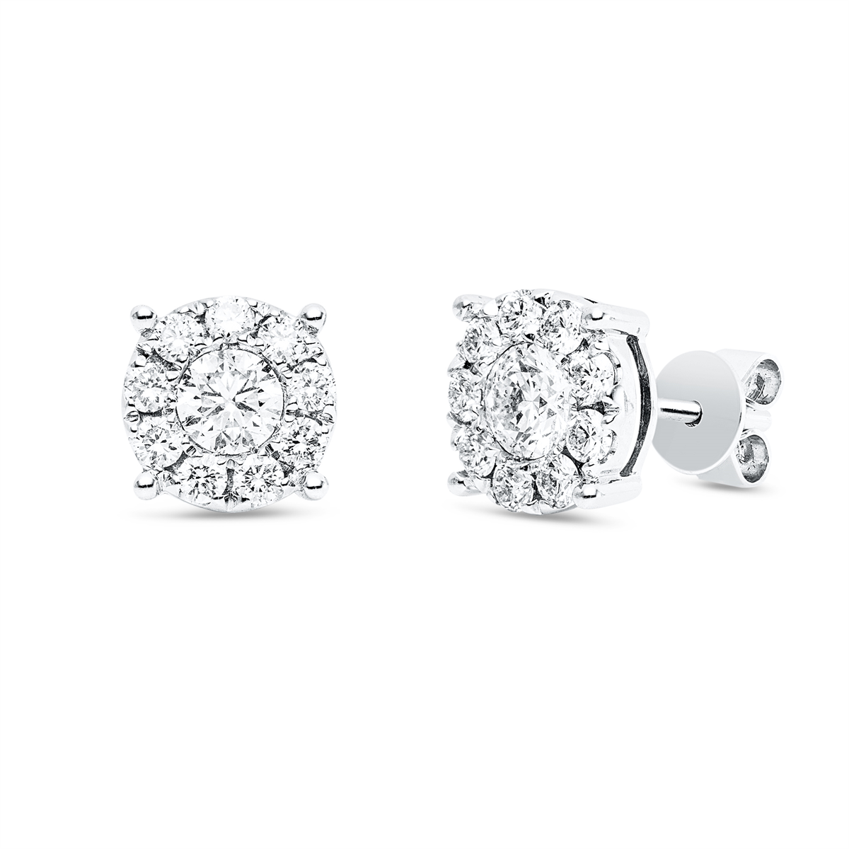diamond full cut  illusion classic studs in white gold