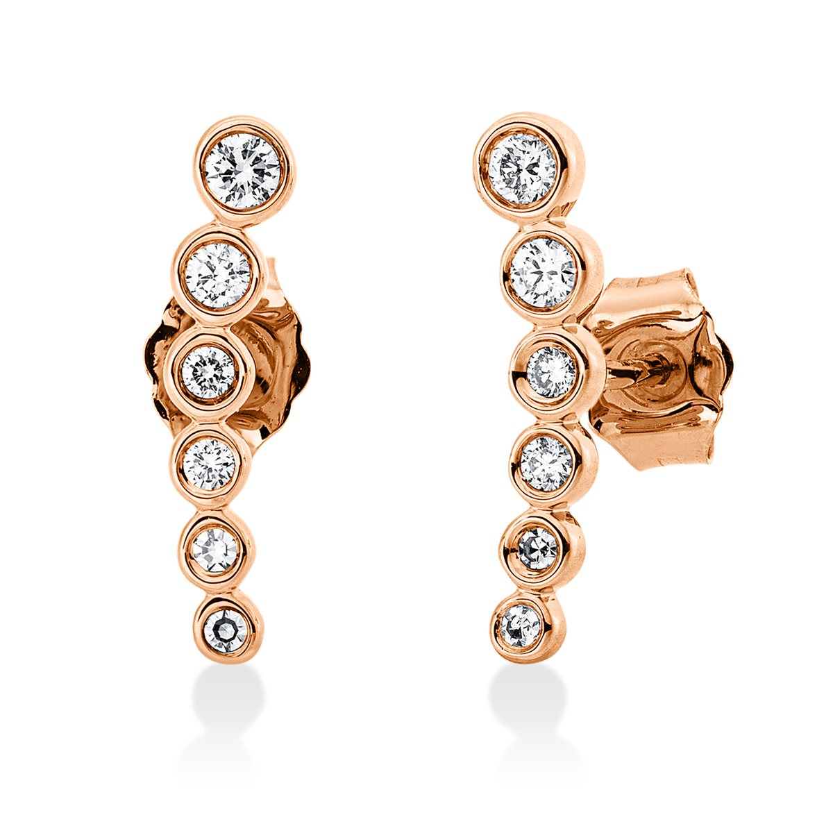 diamond full cut  modern woman earrings in red gold