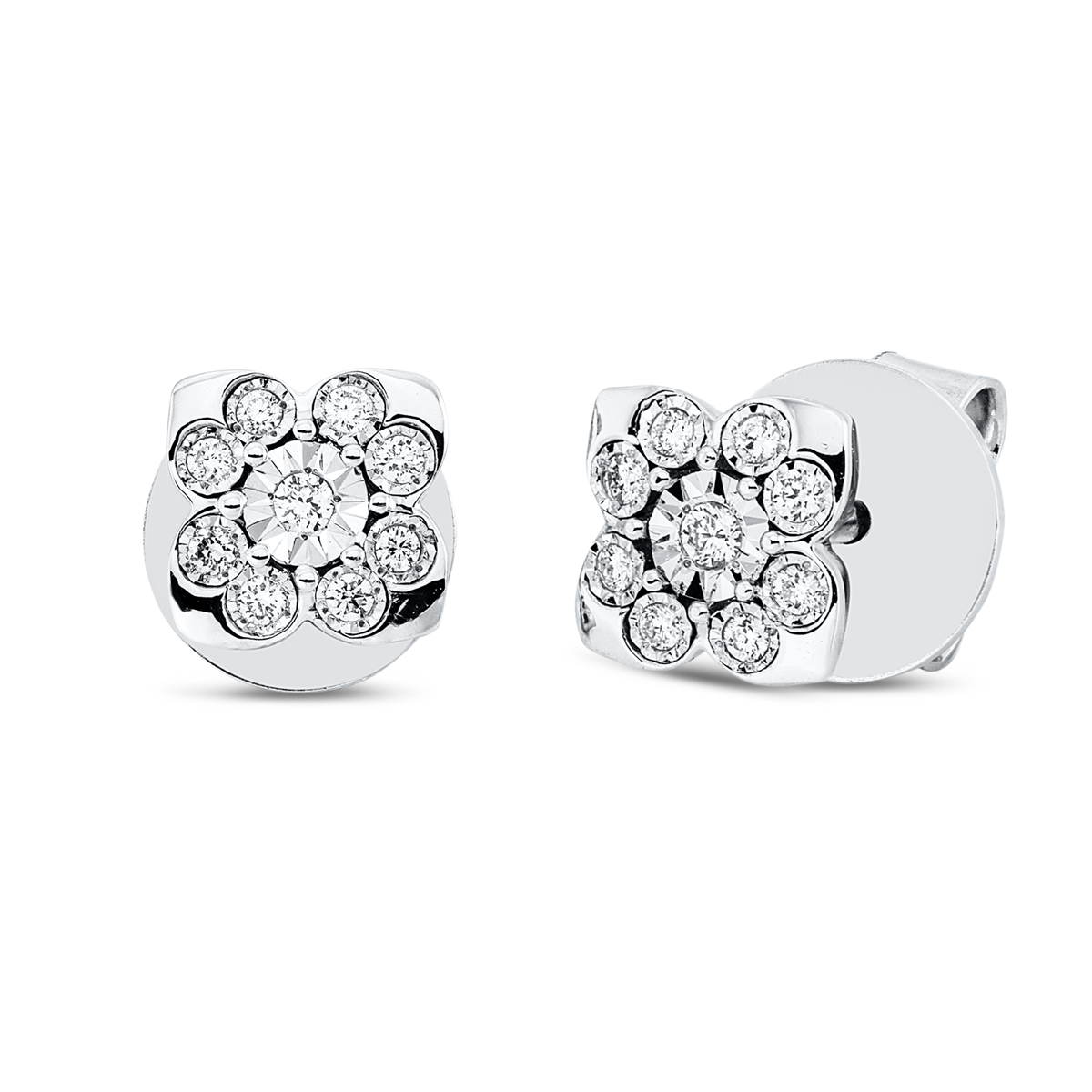 diamond full cut  illusion classic studs in white gold
