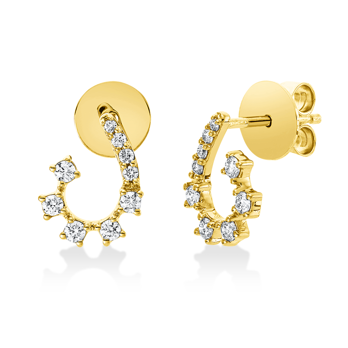 diamond full cut  modern woman studs in yellow gold