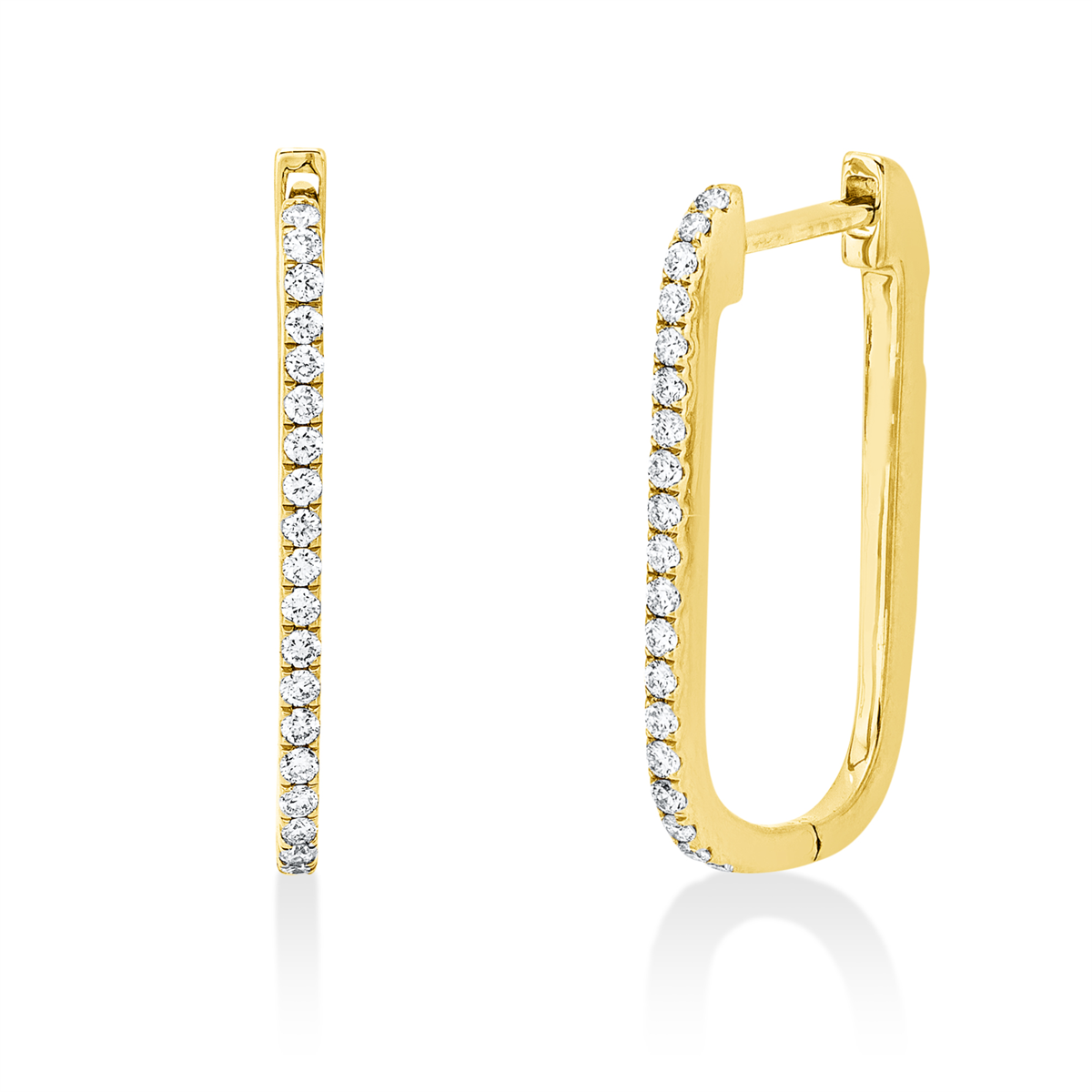 diamond full cut  modern woman hoops & huggies in yellow gold