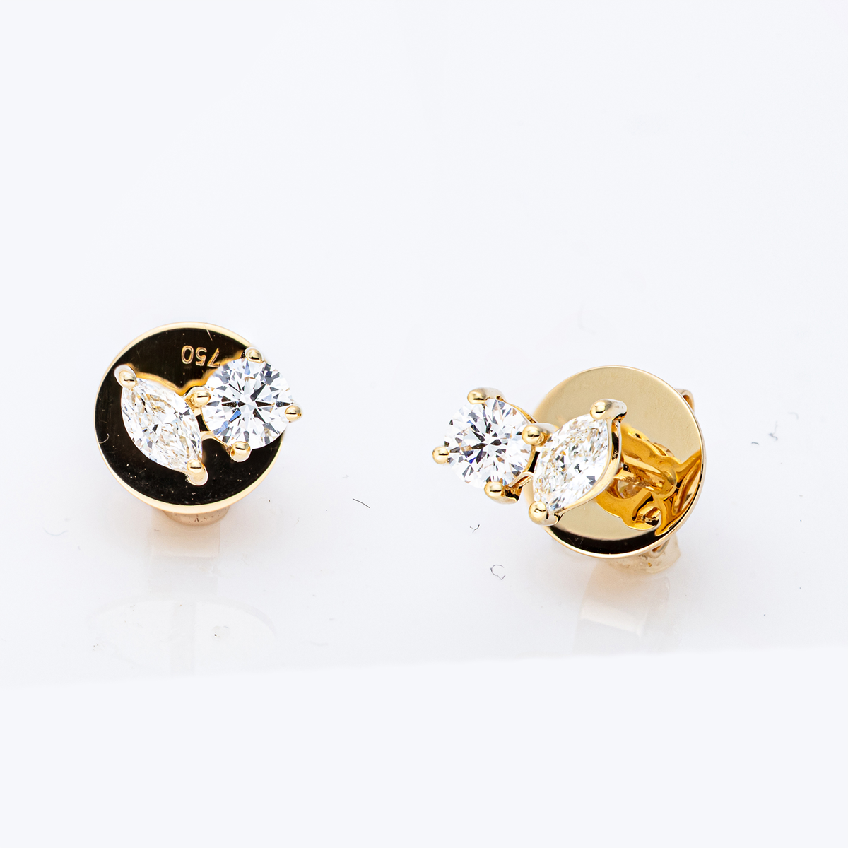 diamond full cut  modern woman studs in yellow gold