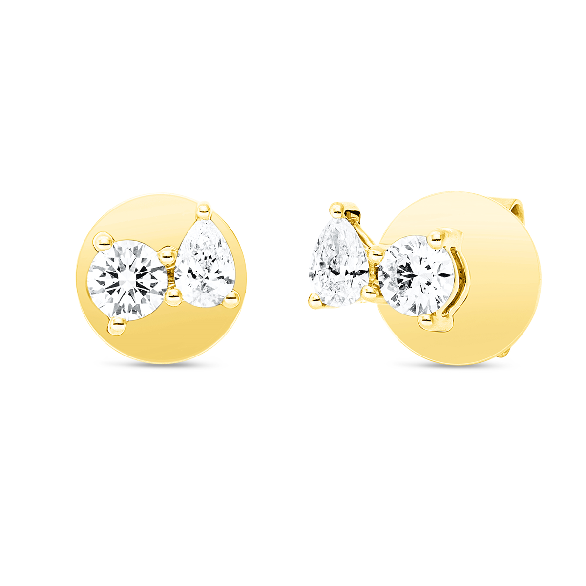 diamond full cut  modern woman studs in yellow gold