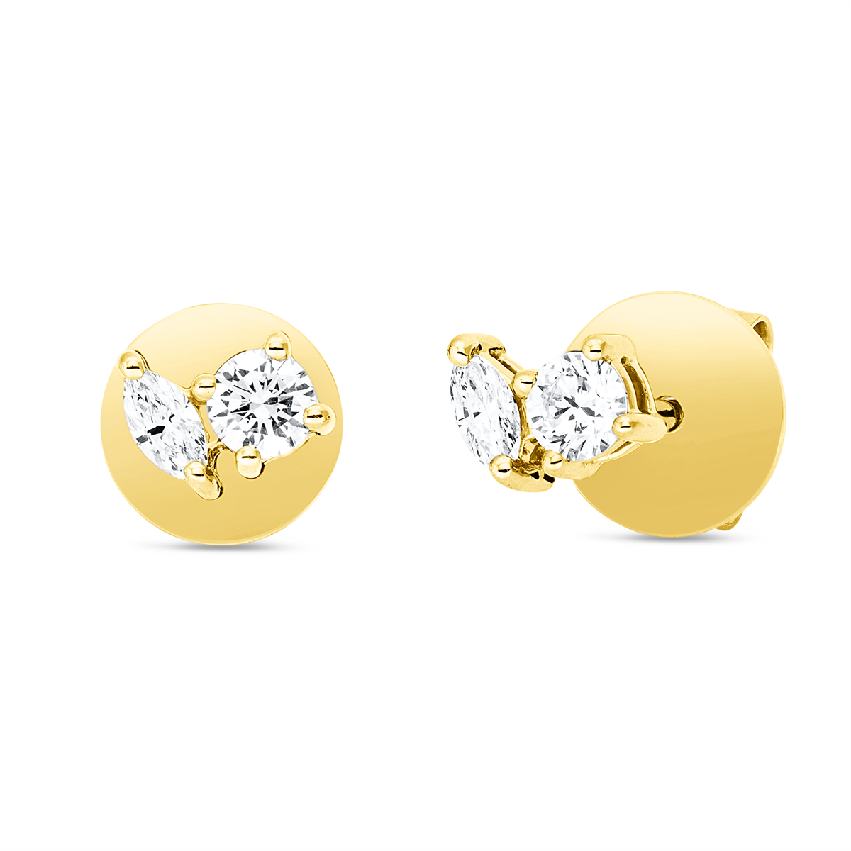 diamond full cut  modern woman studs in yellow gold
