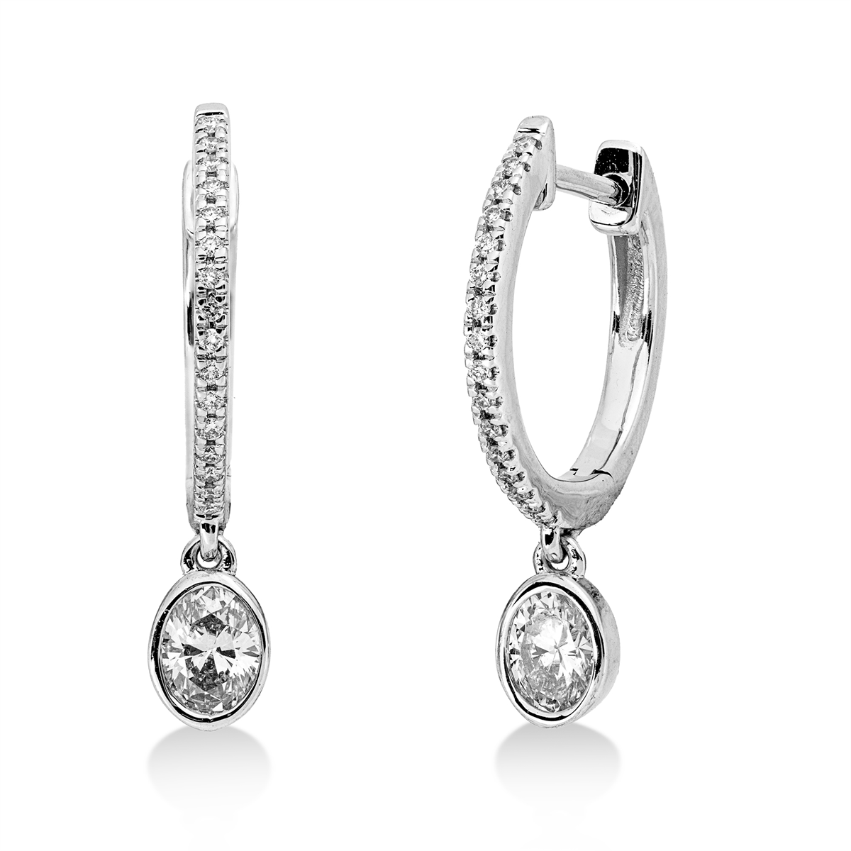 oval  modern woman earrings in white gold