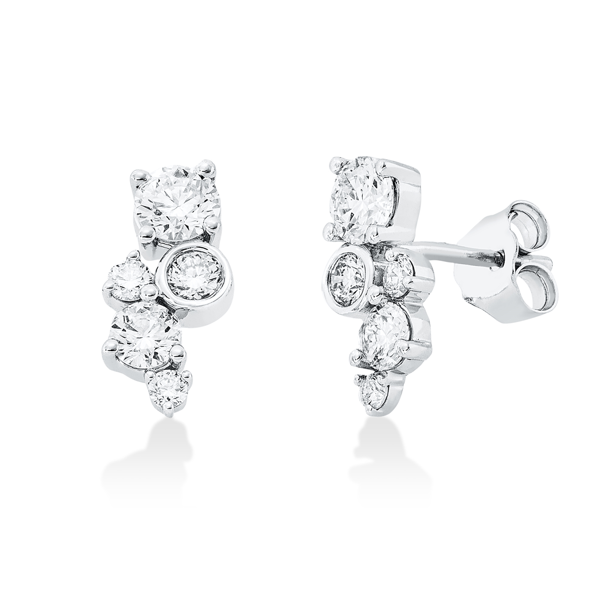 diamond full cut  modern woman studs in white gold