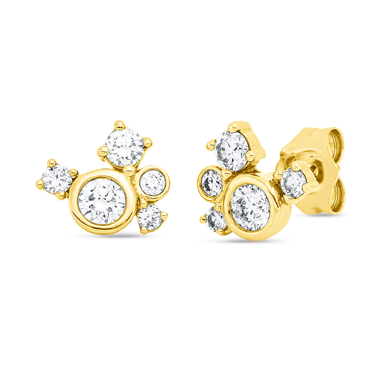 diamond full cut  modern woman studs in yellow gold
