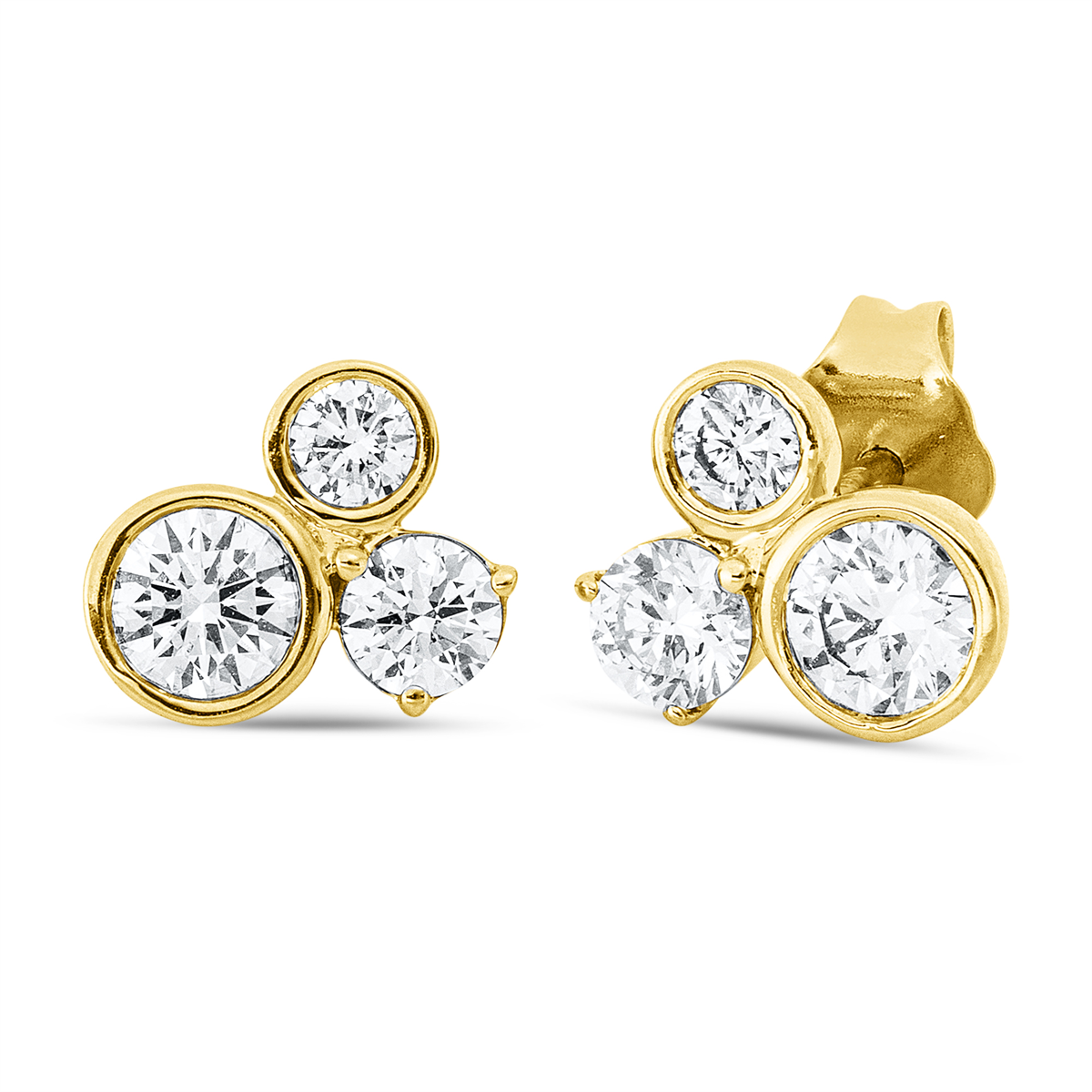 diamond full cut  modern woman studs in yellow gold