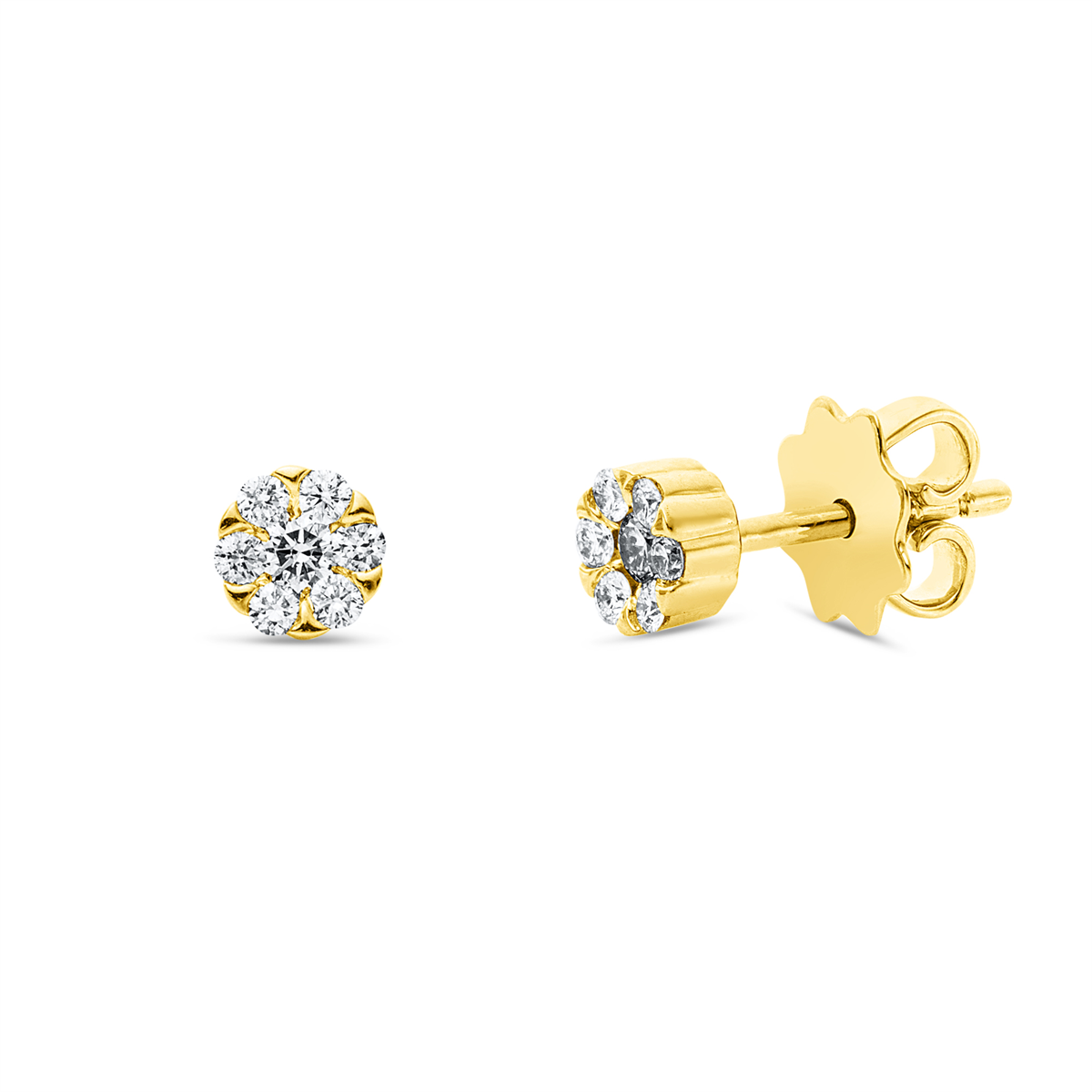 diamond full cut  illusion classic studs in yellow gold