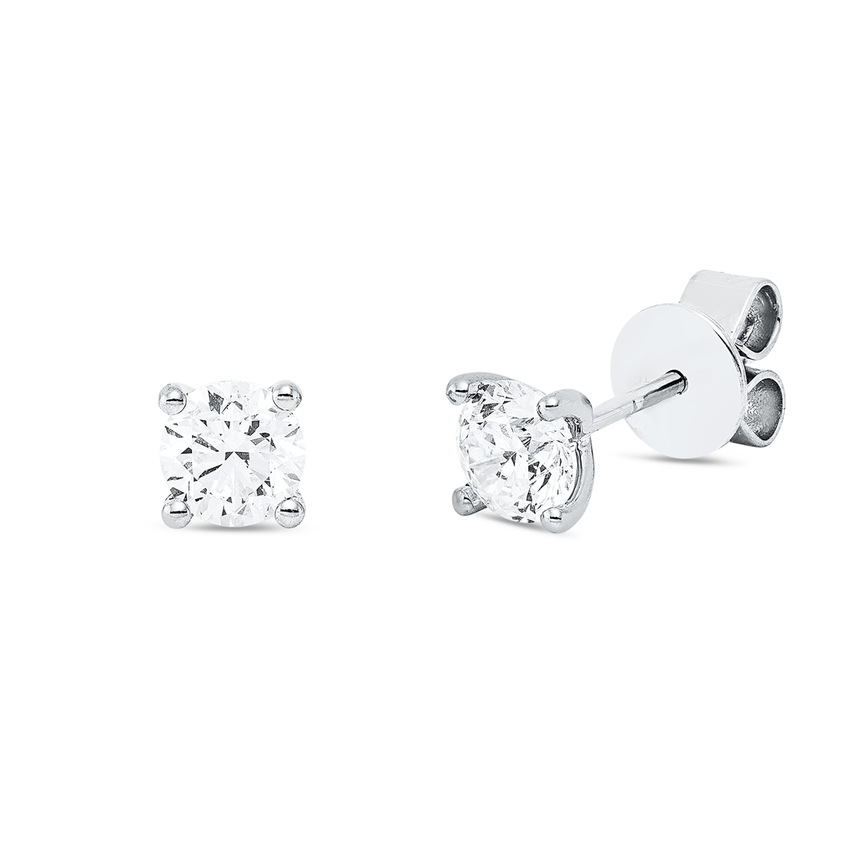 diamond full cut  solitaire studs in white gold