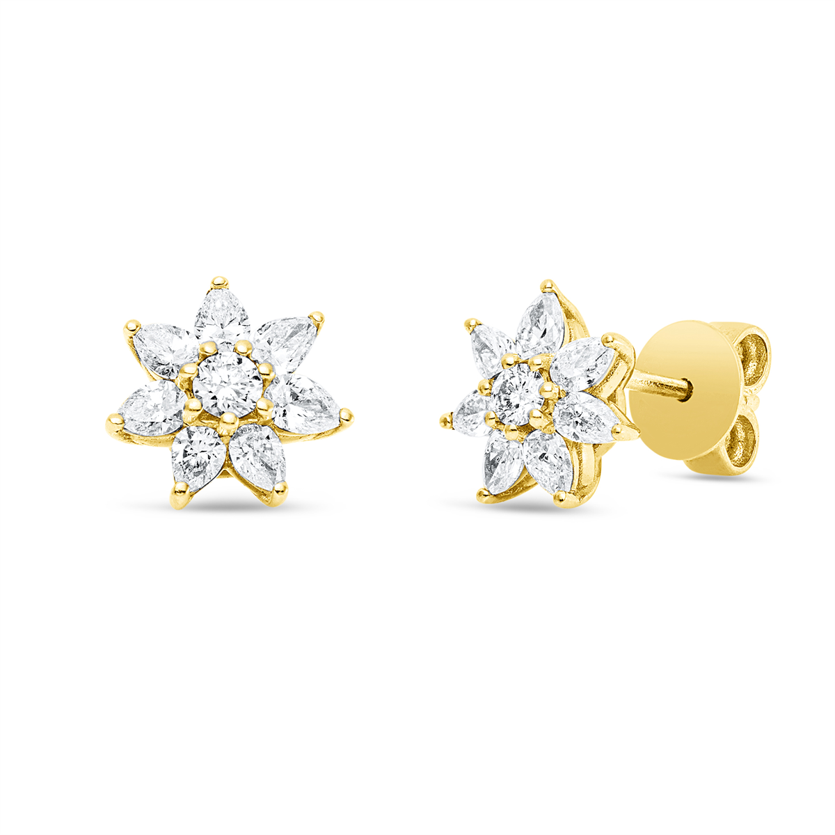 pear shape  modern woman earrings in yellow gold
