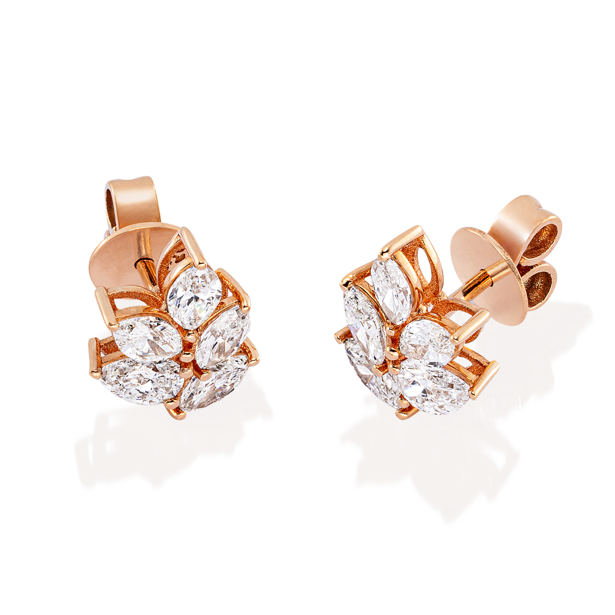 marquise  modern woman earrings in red gold