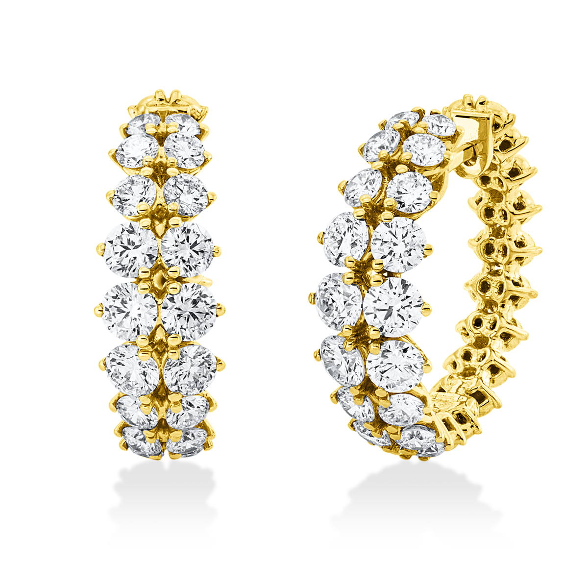 diamond full cut  exclusive hoops & huggies in yellow gold