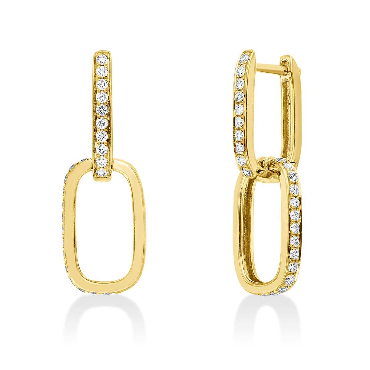 diamond full cut  modern woman earrings in yellow gold