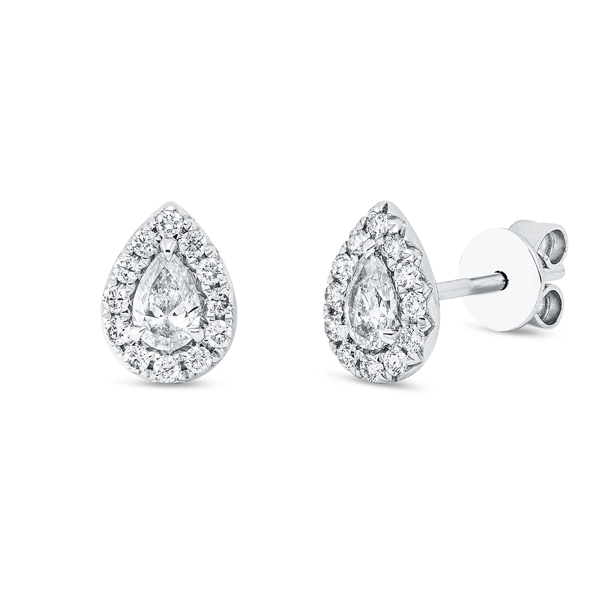 diamond full cut  solitaire with accent stones studs in white gold