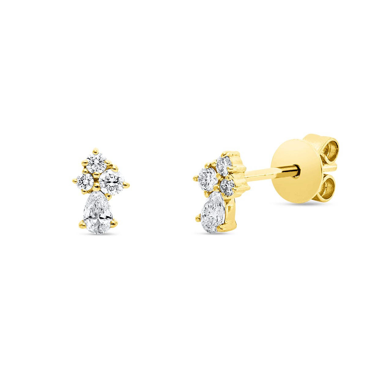 diamond full cut  modern woman studs in yellow gold