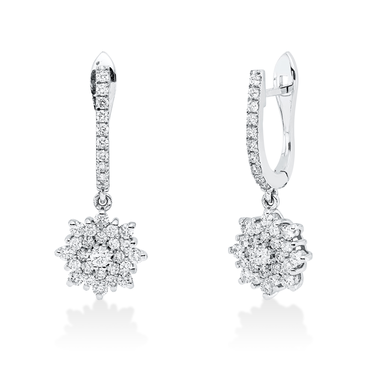 diamond full cut  multi-stone earrings in white gold