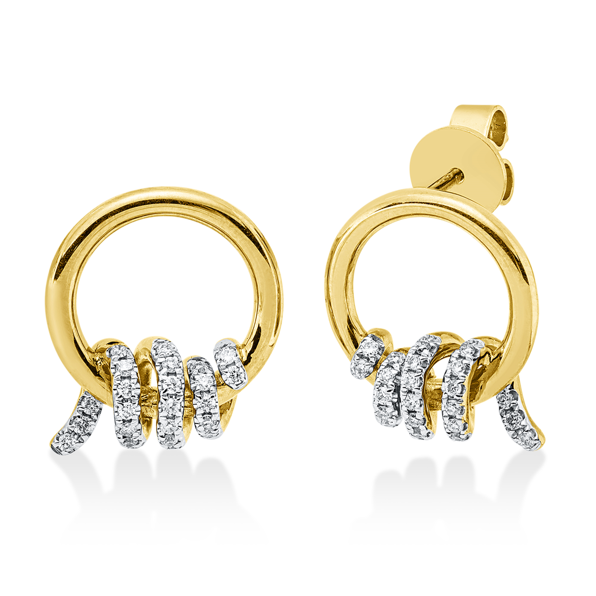 diamond full cut  modern woman studs in yellow gold / white gold