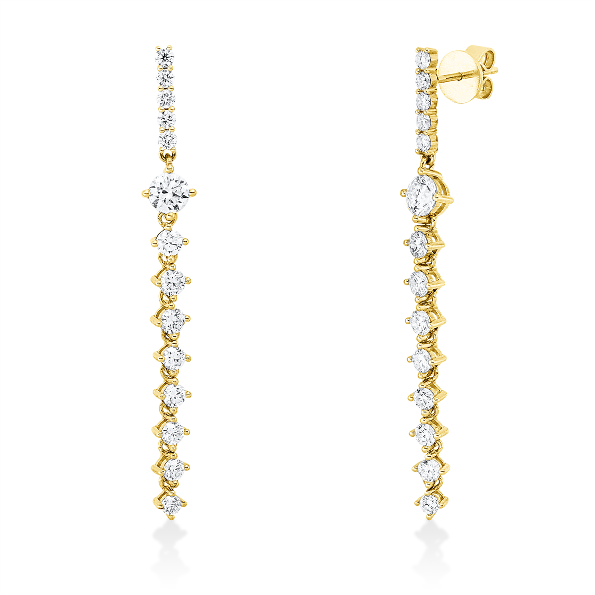 diamond full cut  multi-stone earrings in yellow gold