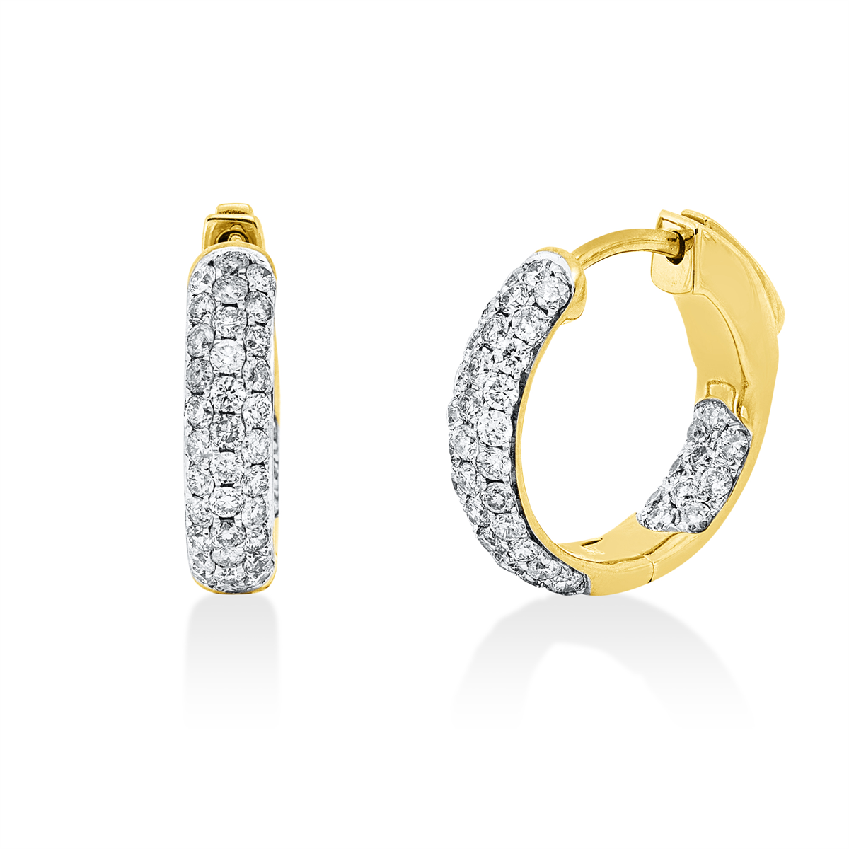 diamond full cut  pavé hoops & huggies in yellow gold