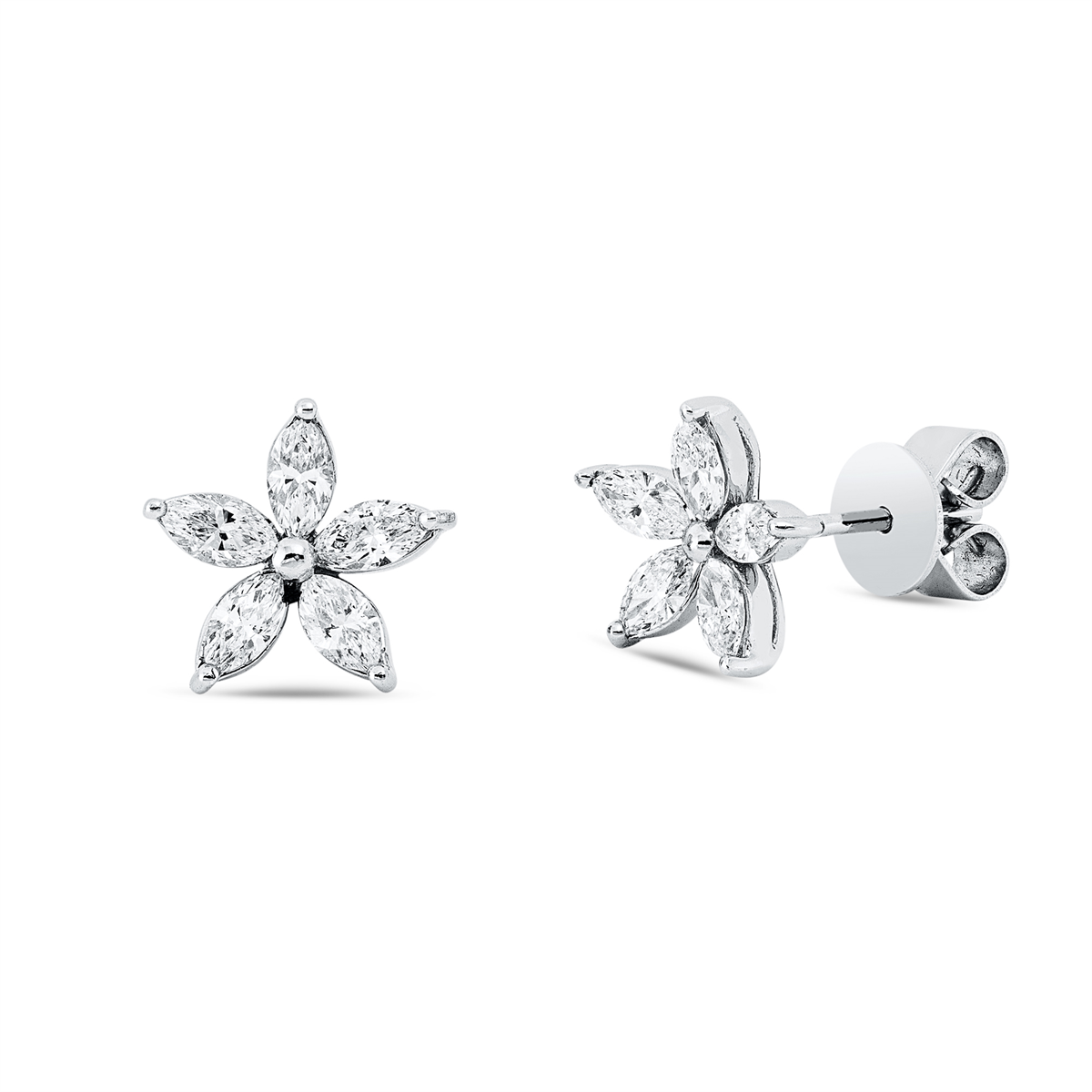 marquise  modern woman studs in white gold