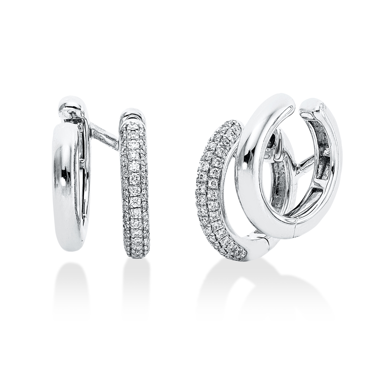 diamond full cut  pavé hoops & huggies in white gold