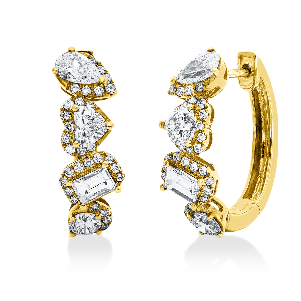 diamond full cut  exclusive hoops & huggies in yellow gold