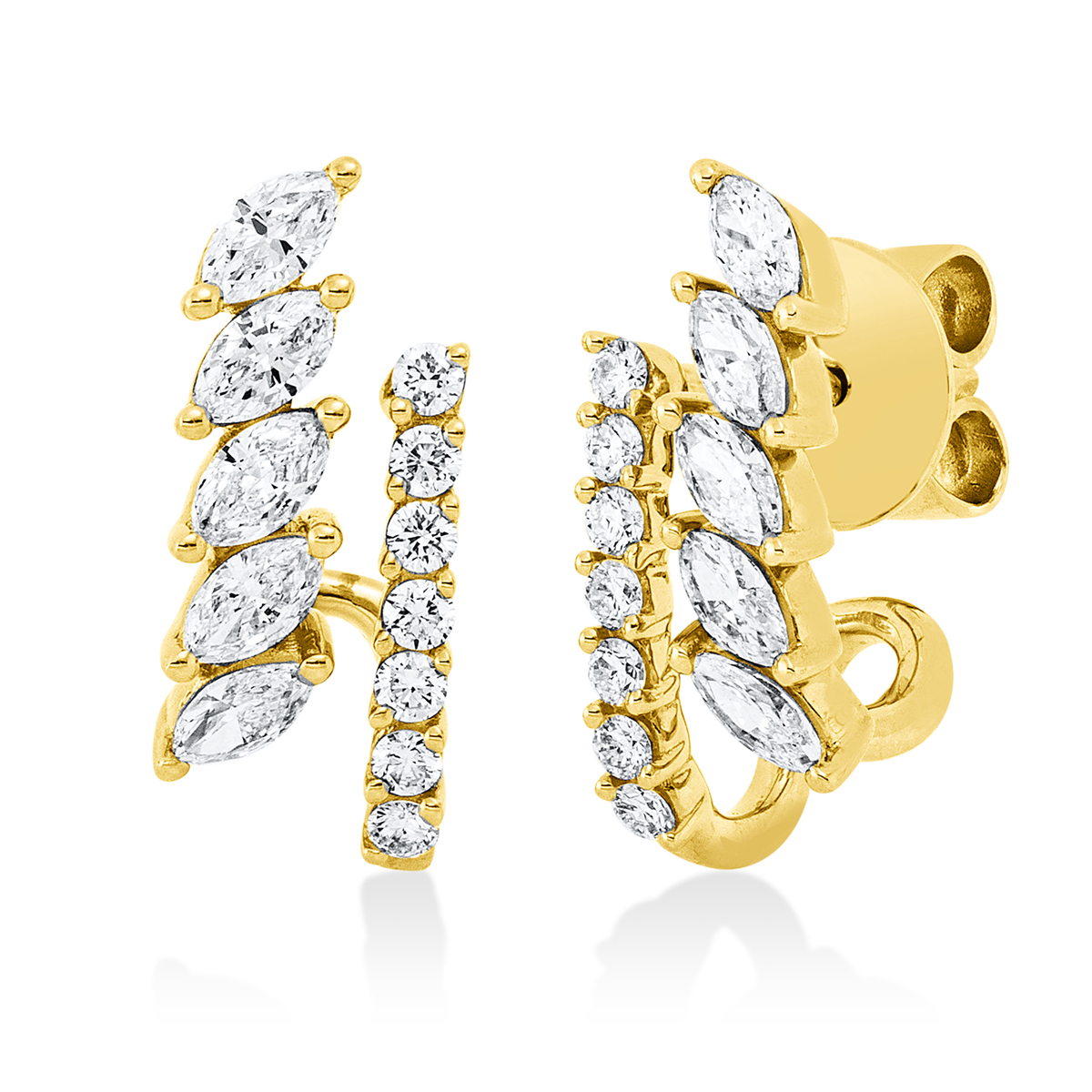 diamond full cut  multi-stone studs in yellow gold