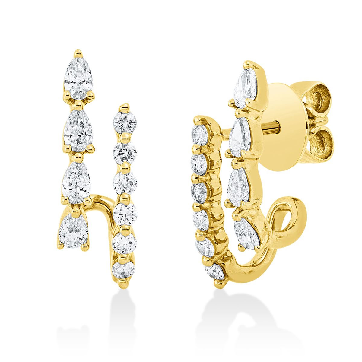diamond full cut  multi-stone studs in yellow gold