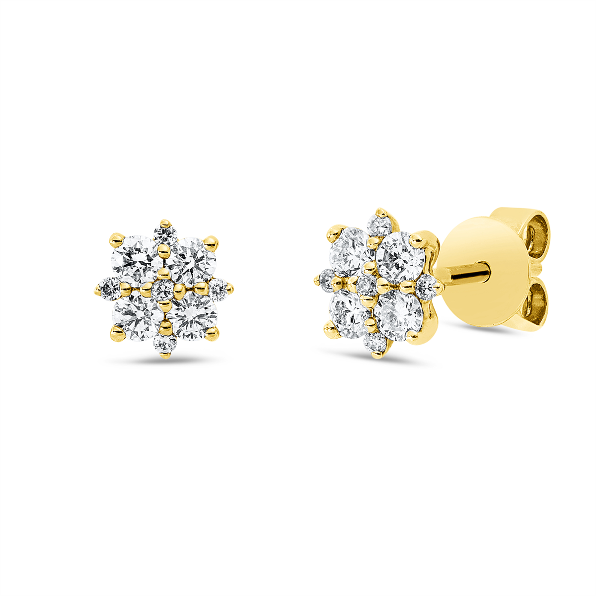 diamond full cut  illusion classic studs in yellow gold