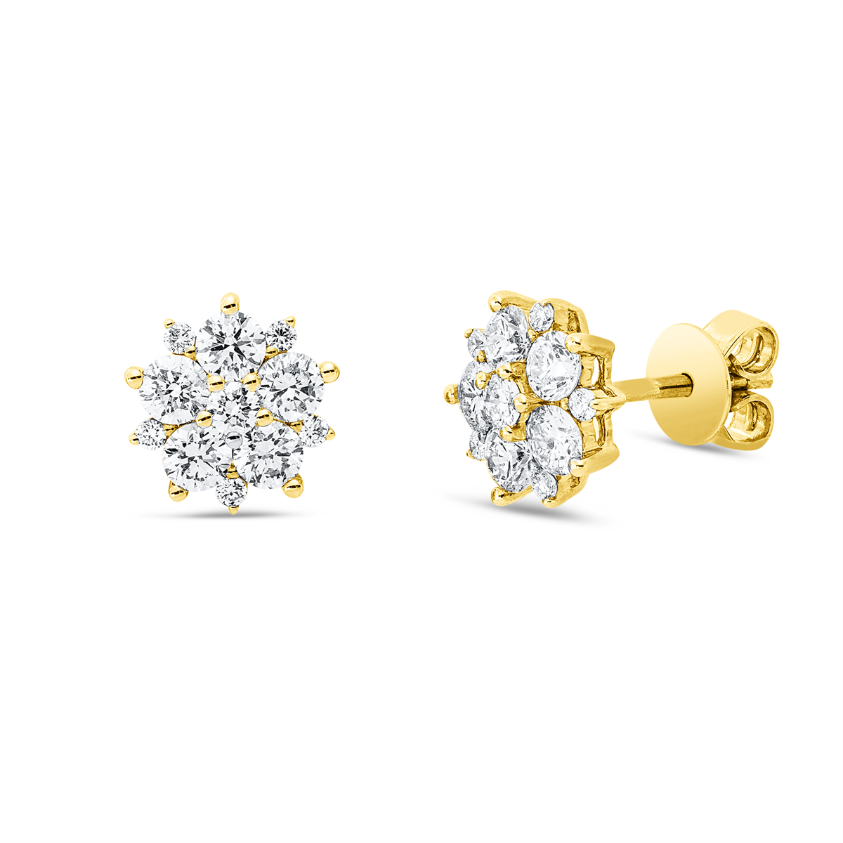 diamond full cut  illusion classic studs in yellow gold