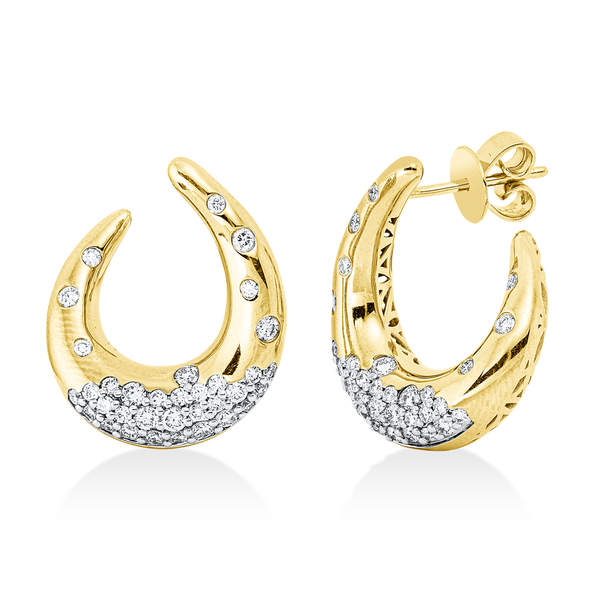 diamond full cut  modern woman studs in yellow gold / white gold