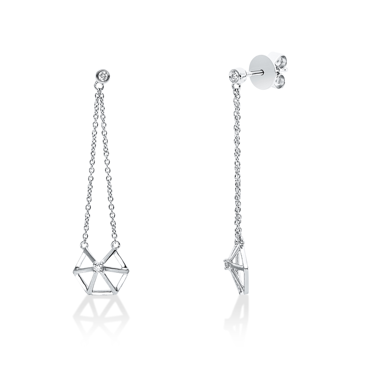 diamond full cut  modern woman earrings in white gold