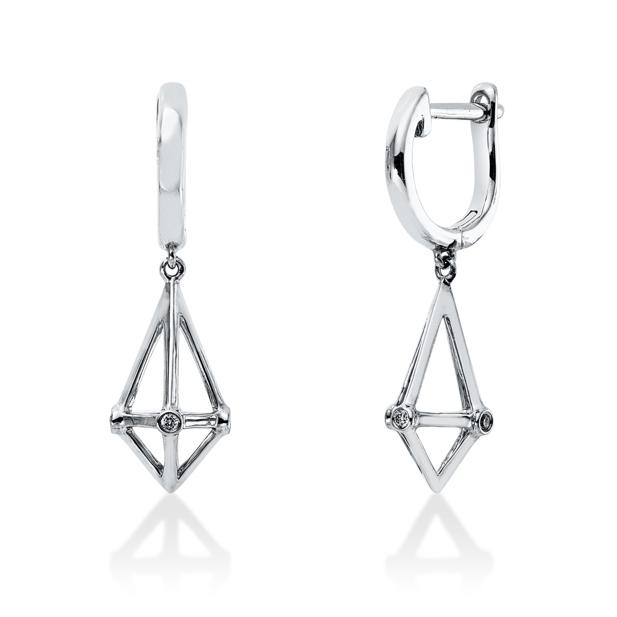 diamond full cut  modern woman earrings in white gold