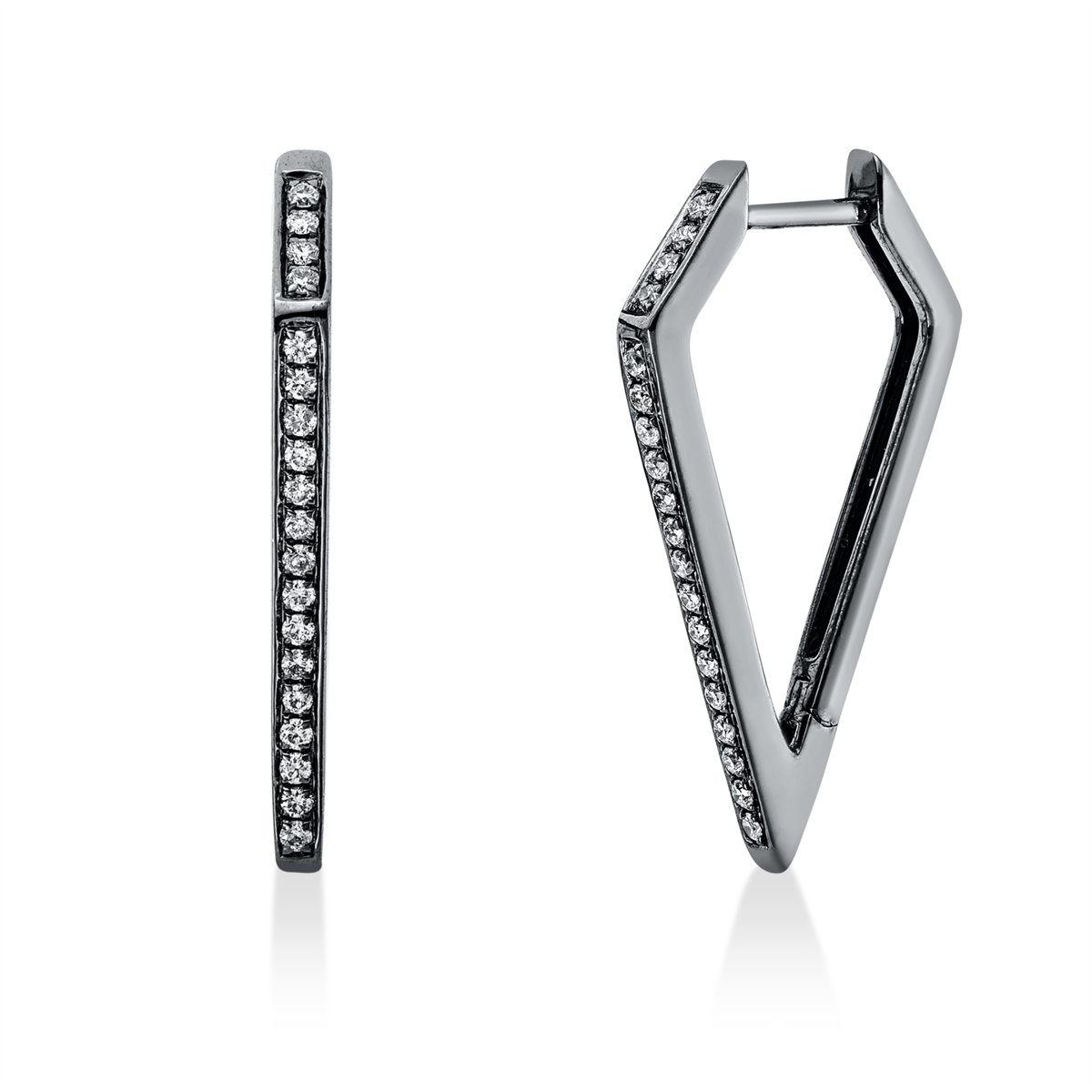 diamond full cut  modern woman hoops & huggies in white gold